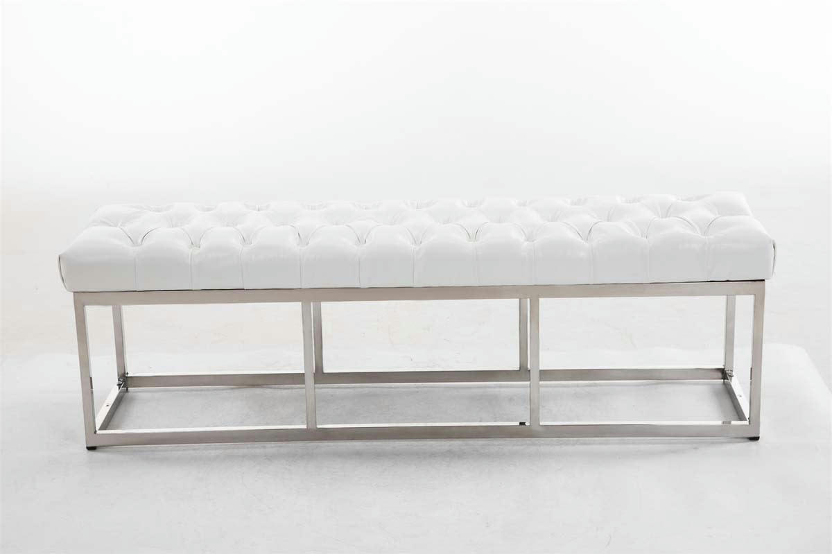 AMUN - Banquette avec pieds en métal assise en similicuir Blanc