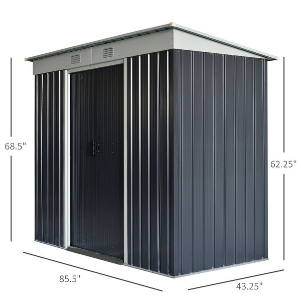 Outsunny 6' x 4' Steel Frame Backyard Garden Tool Storage Shed with 2 Air Vents and Dual Locking Doors