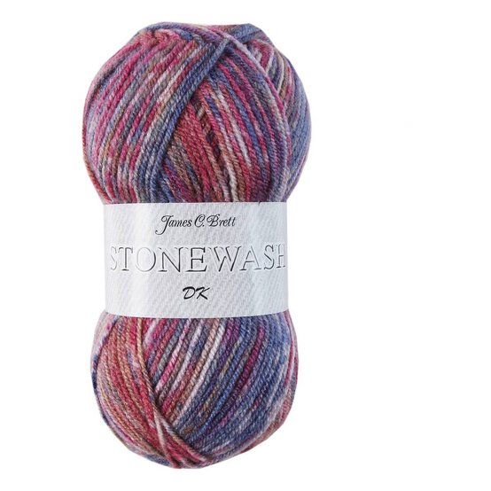 James C Brett Denim Raspberry Mix Stonewash DK Yarn 100g