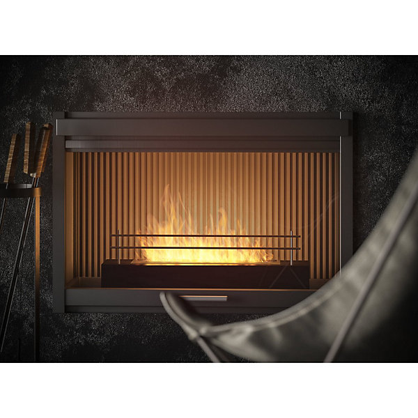 Brûleur au bioéthanol avec insert de plan de travail en inox noir mat 60cm avec grille