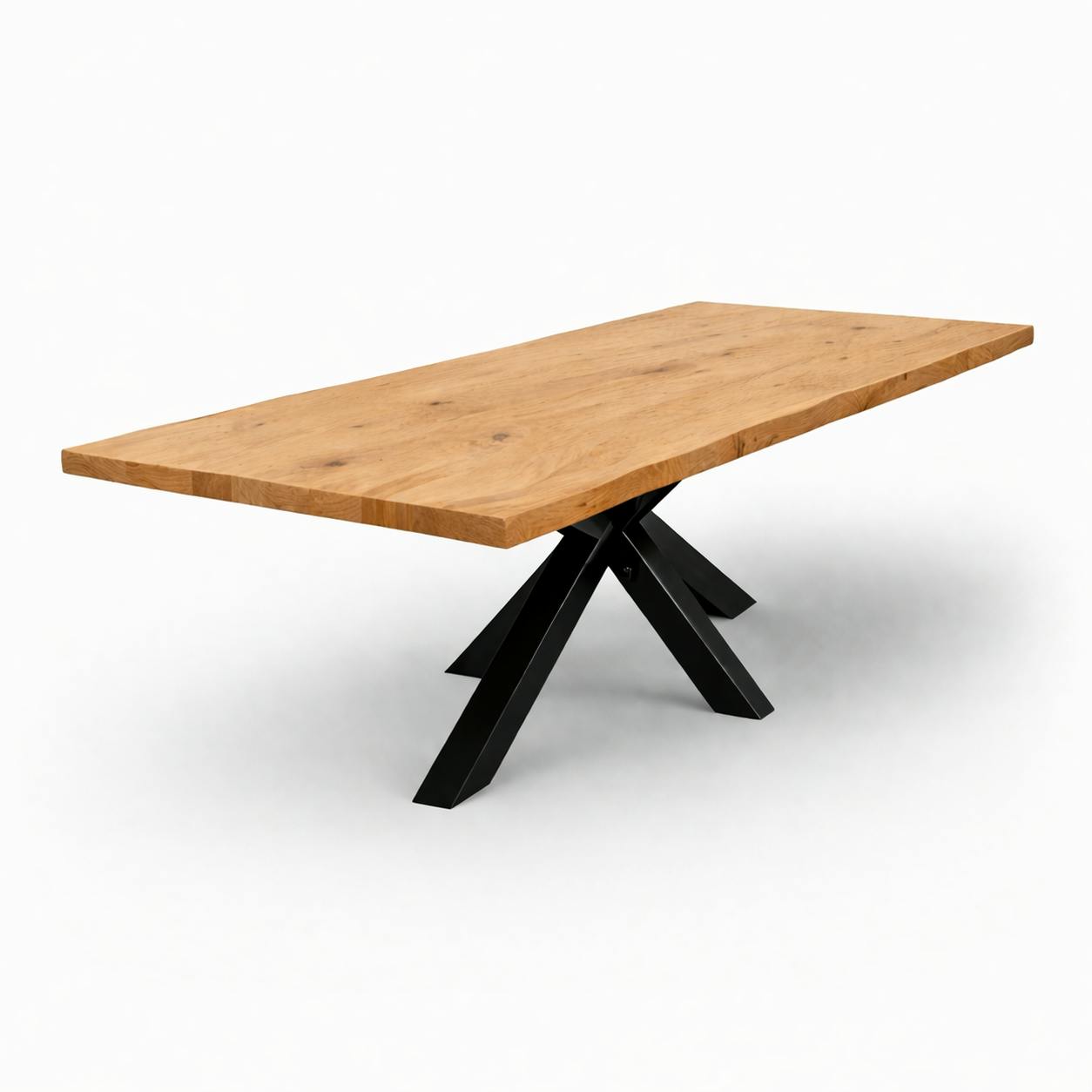 Table extensible chêne huilé bords naturels pied noir 180 cm PALERME