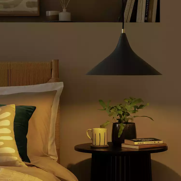 Habitat Spun Cone Metal Pendant Light- Black