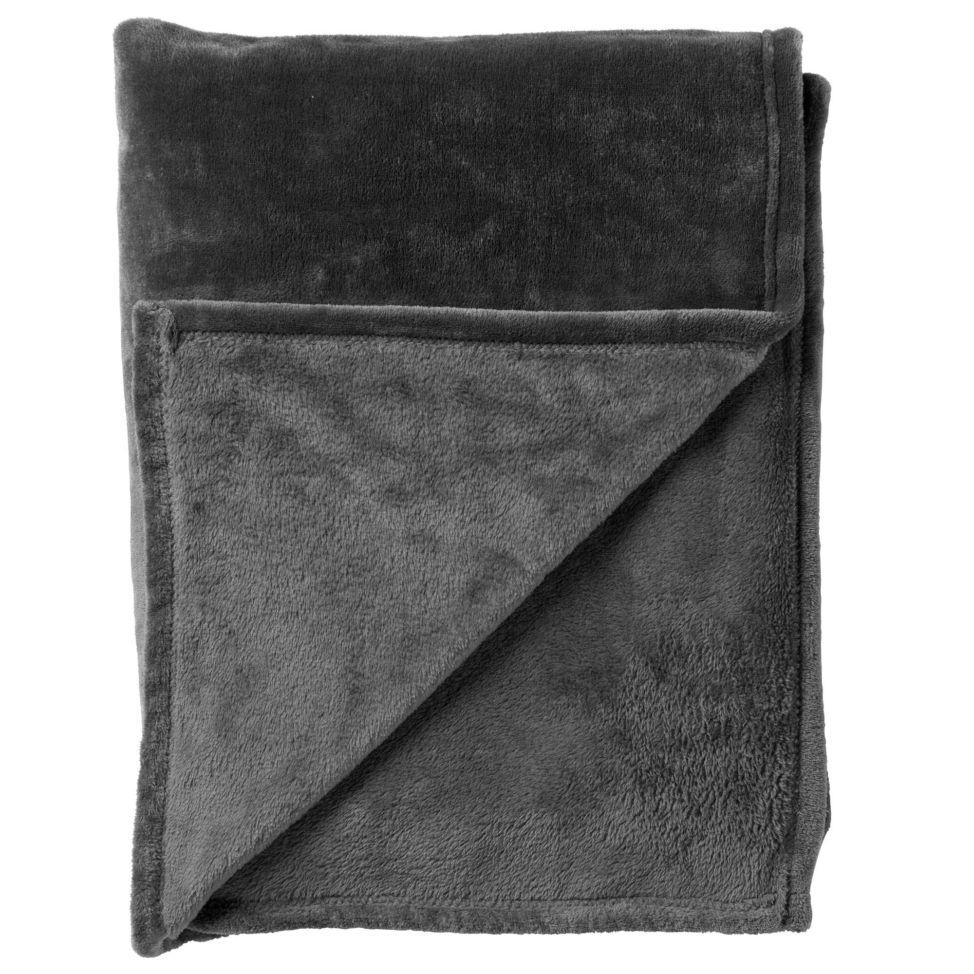 MARLEY - plaid 150x200 cm - fleece deken - extra dik - Charcoal Gray - antraciet