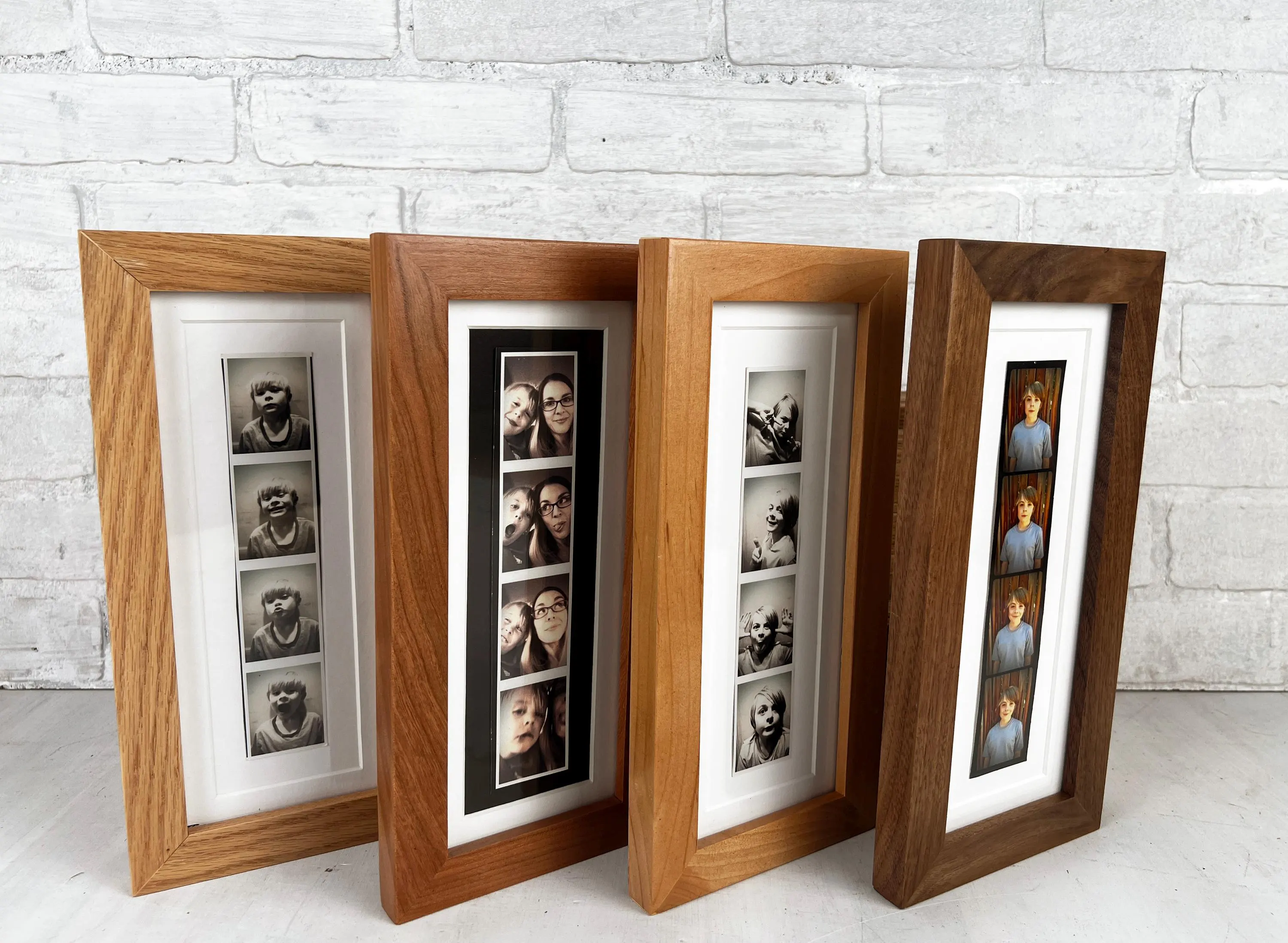 Picture Frame for PHOTO BOOTH STRIP in 1x1 Flat style and Natural Hardwood of Your Choice - 2x8