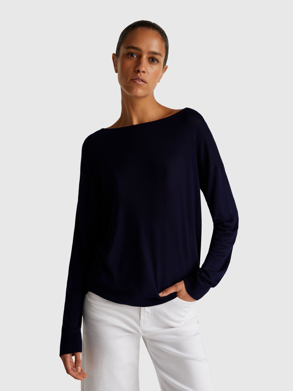 Flowy top with boat neck