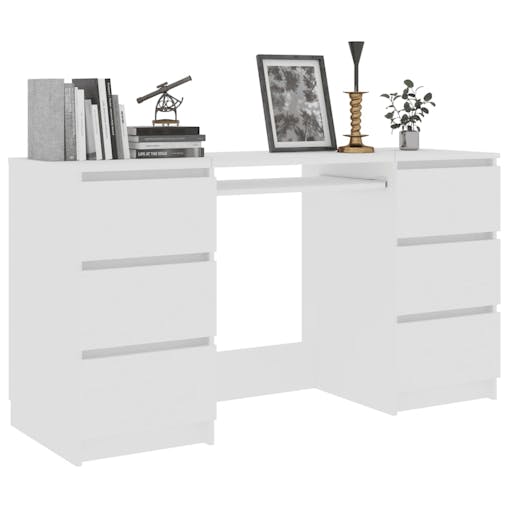 NNEVL Writing Desk White 140x50x77 cm Engineered Wood