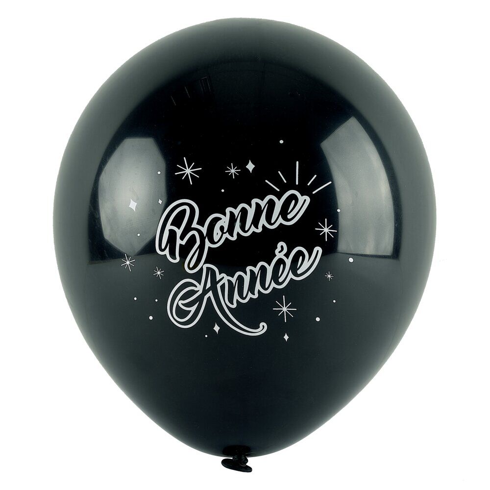 Ballon Bonne année noir argenté et doré x6