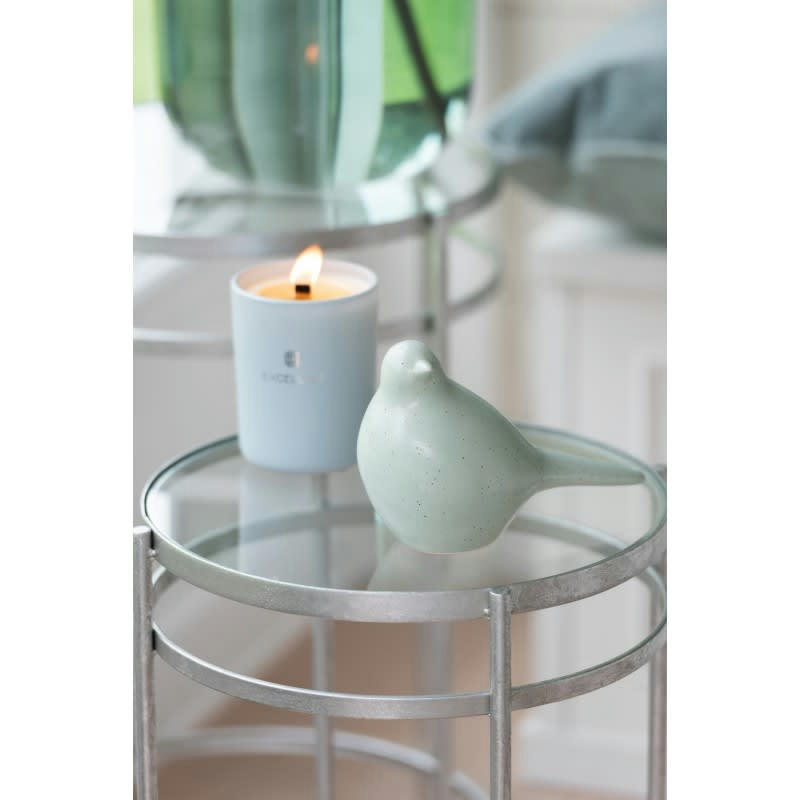 EXCELLENT - Bougie parfumée verre bleu clair 50h H12,2cm