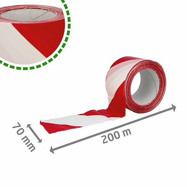 AMIG - Bande de balisage522 - 70 mm x 200 m - Polyéthylène faible densité LDPE - Rouge-Blanc