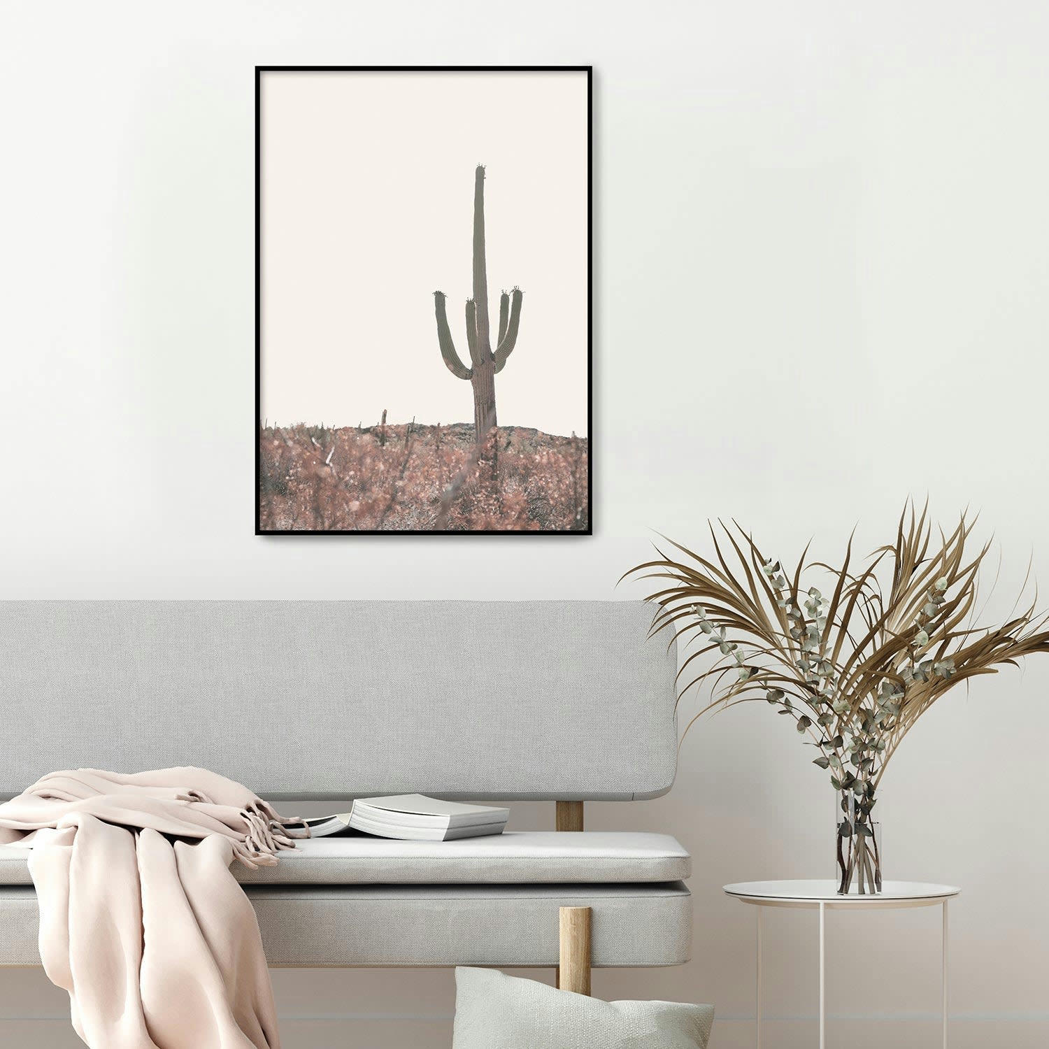DESIERTO - Affiche avec cadre noir - Cactus dans le désert de l'Arizona - 50x70
