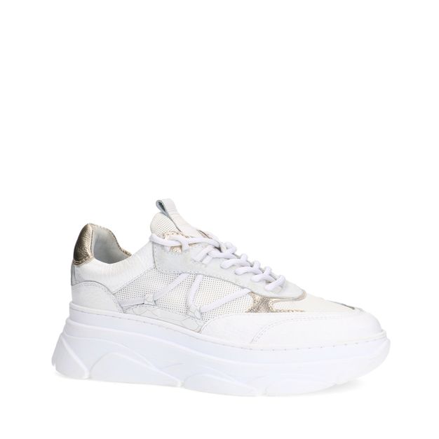 Witte leren sneakers met metallic details