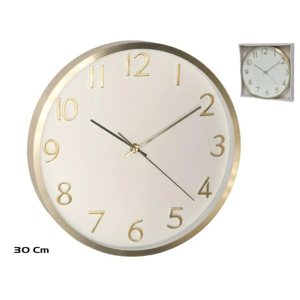 Gerimport Wandklok Claudio - goudkleurig - metaal - D30 cm - klok