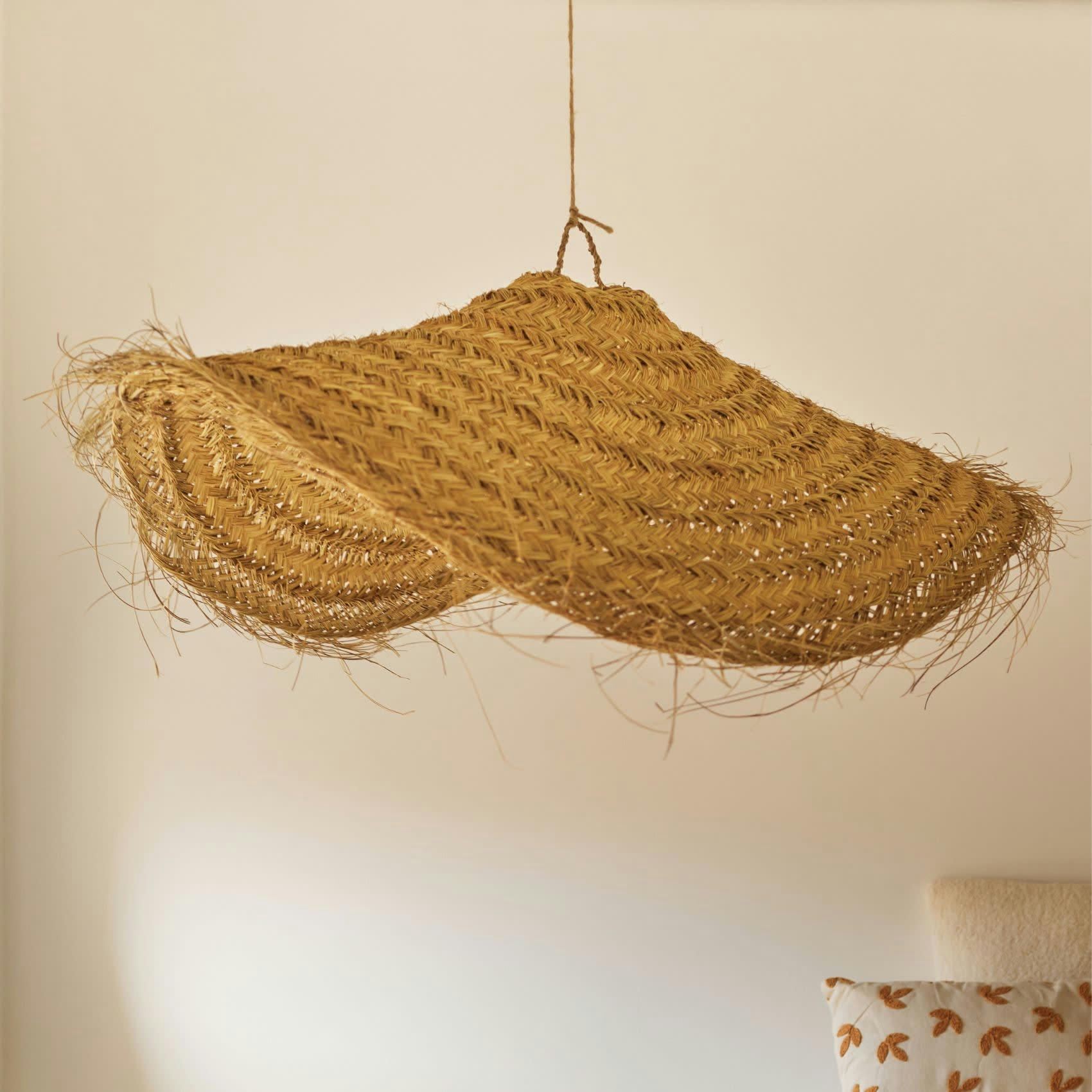 - Abat-jour parasol  fibre de palmier osier naturel 100x100 cm
