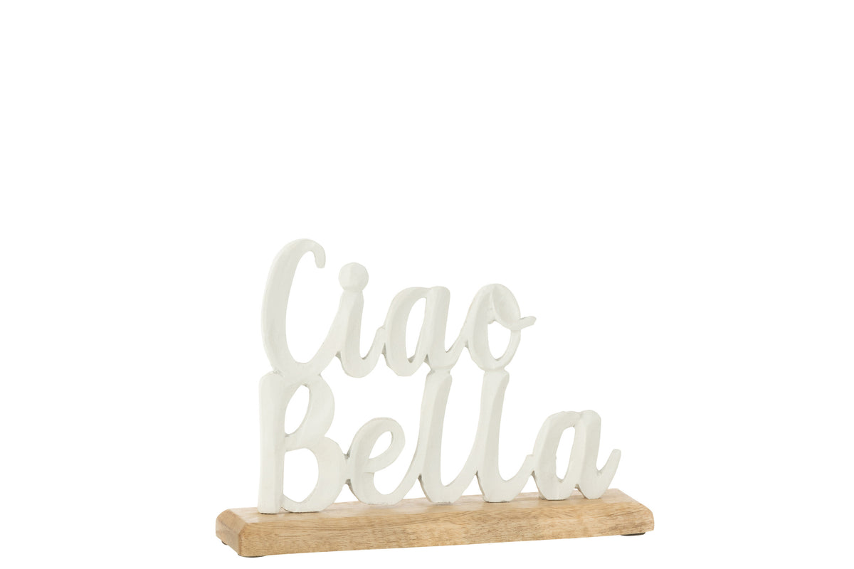 J-Line decoratie Ciao Bella Op Voet - aluminium - wit - small