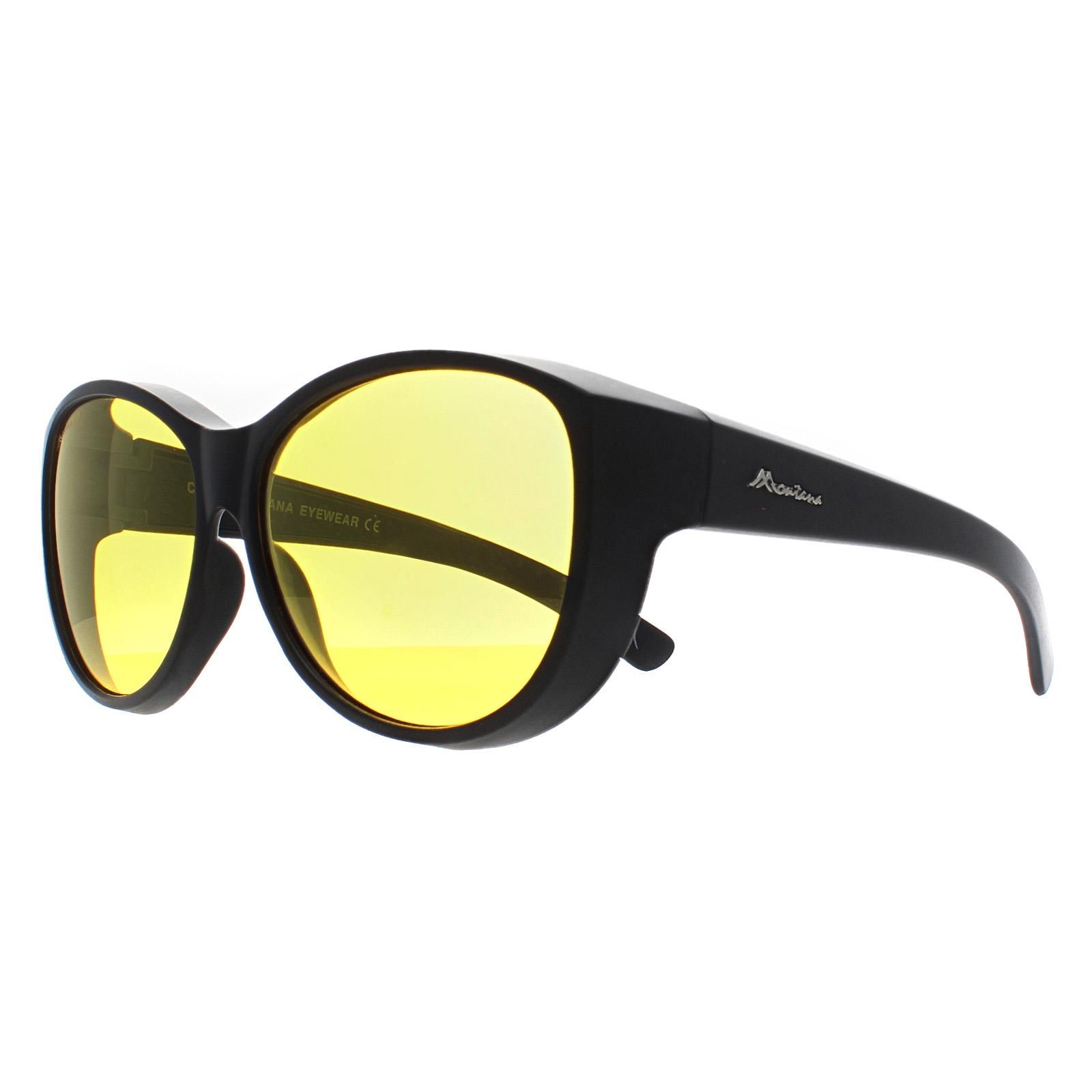 montana Butterfly Matte Black Yellow Polarized FO8 Fit Over Glasses Night Driving Sunglasses