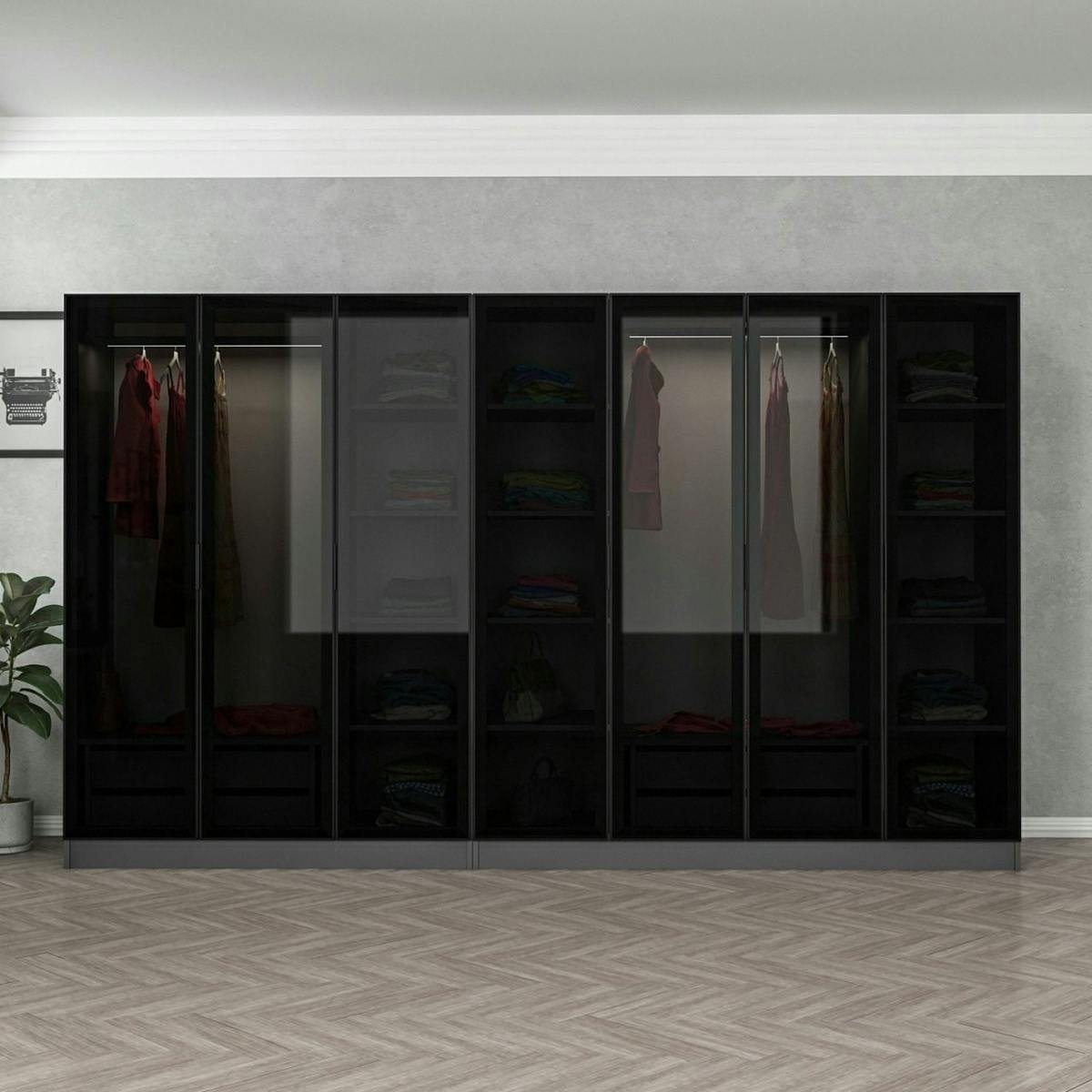 Dressing design XXL verre noir, cadre anthracite BYRON