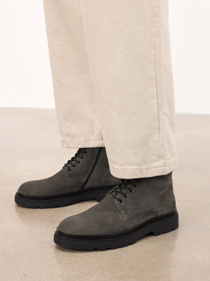 Men's taupe-colored suede boots
