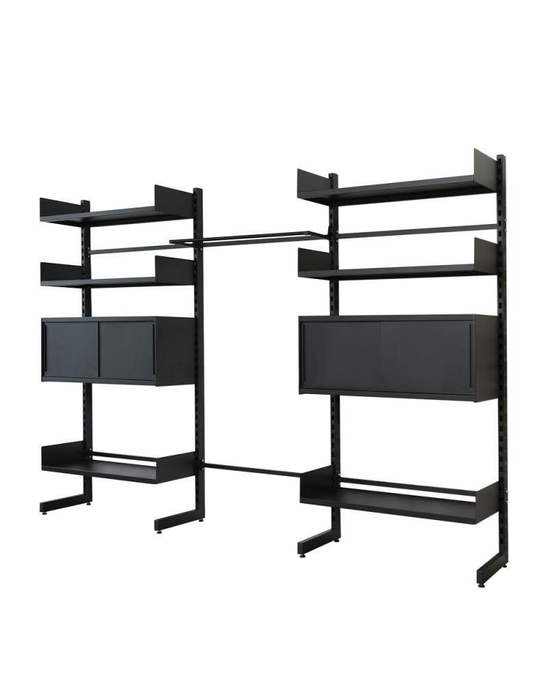 MOK - Mobilier de rangement autoportant sans fixation en métal noir robuste