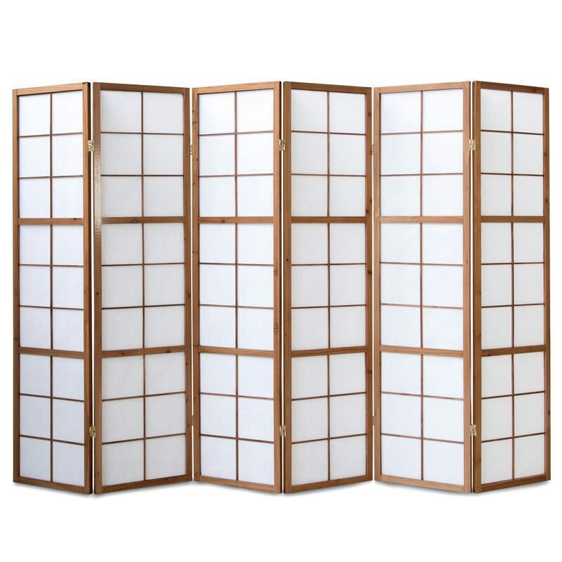 SHOJI GD CARREAUX NAT - Paravent 6 pans - Feuille de murier