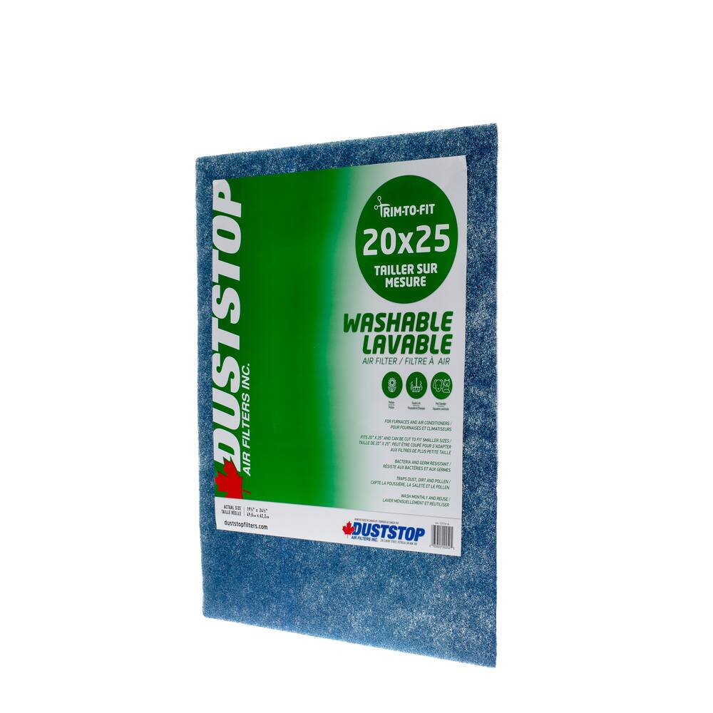 Duststop Trim to Fit Washable Furnace Air Filter, 20 x 25 x 3/4-in, 1-pk