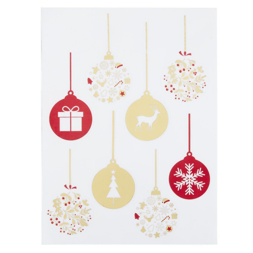 Décoration fenêtre No&euml;l électrostatique guirlande boule rouge et doré