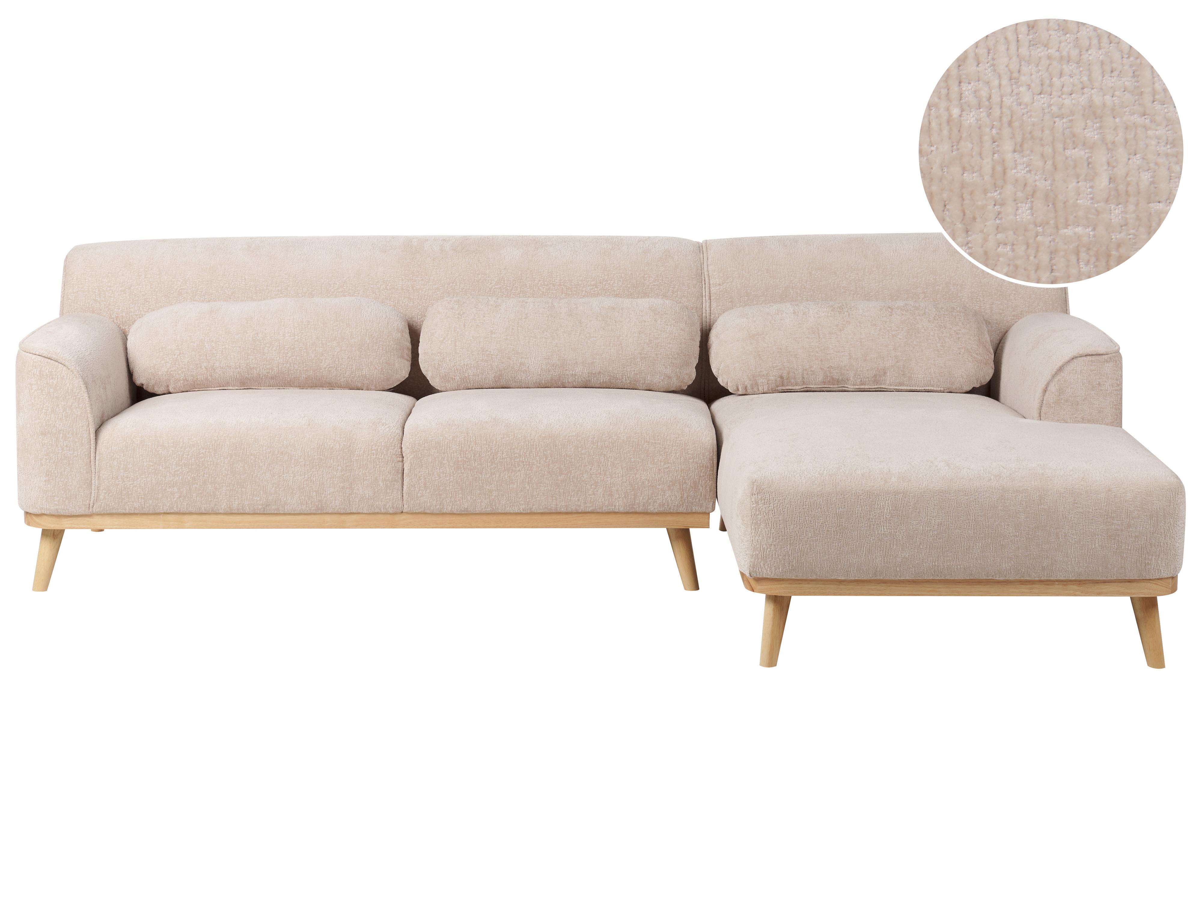 Corner Sofa 3 Seater SIMOS Chenille Beige Left Hand