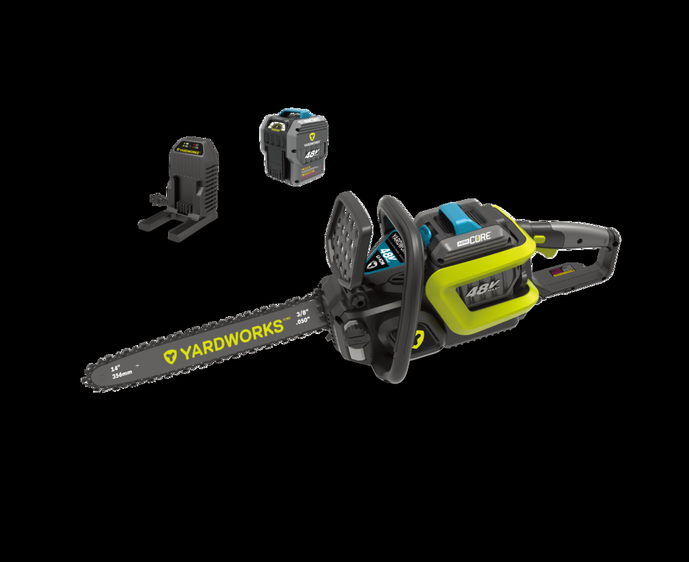 Yardworks 48 V Max Lithium-ion Brushless Chainsaw, 4 Ah Battery Included , 14-in
