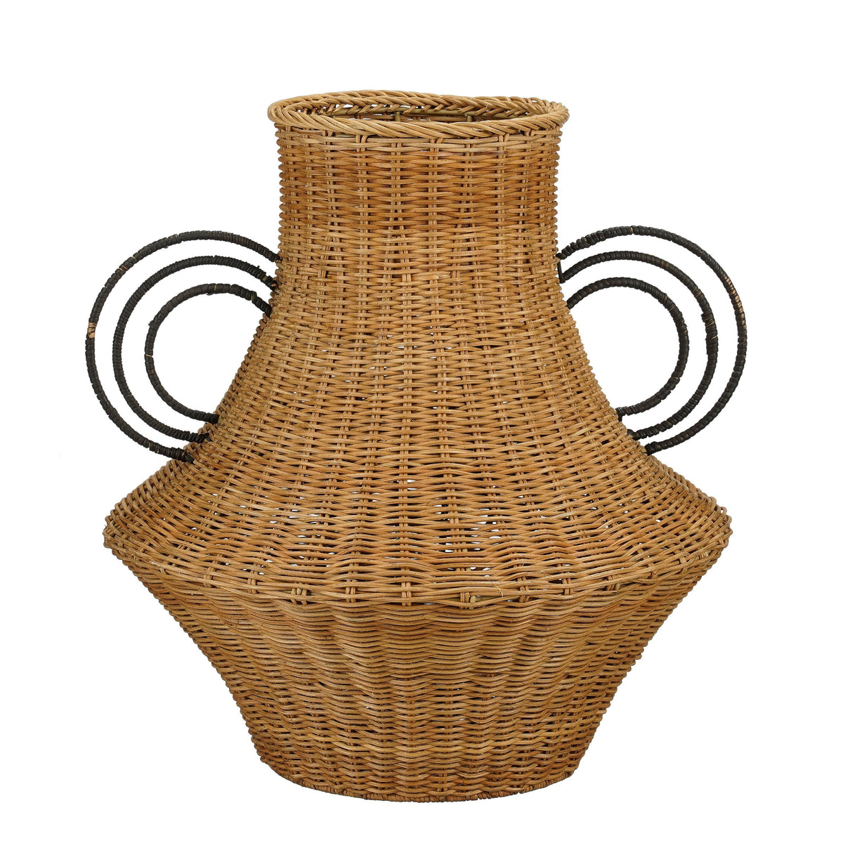 Mica Decorations Fabiola Decoratie Vaas - H43 x Ø30 cm - Rotan - Bruin