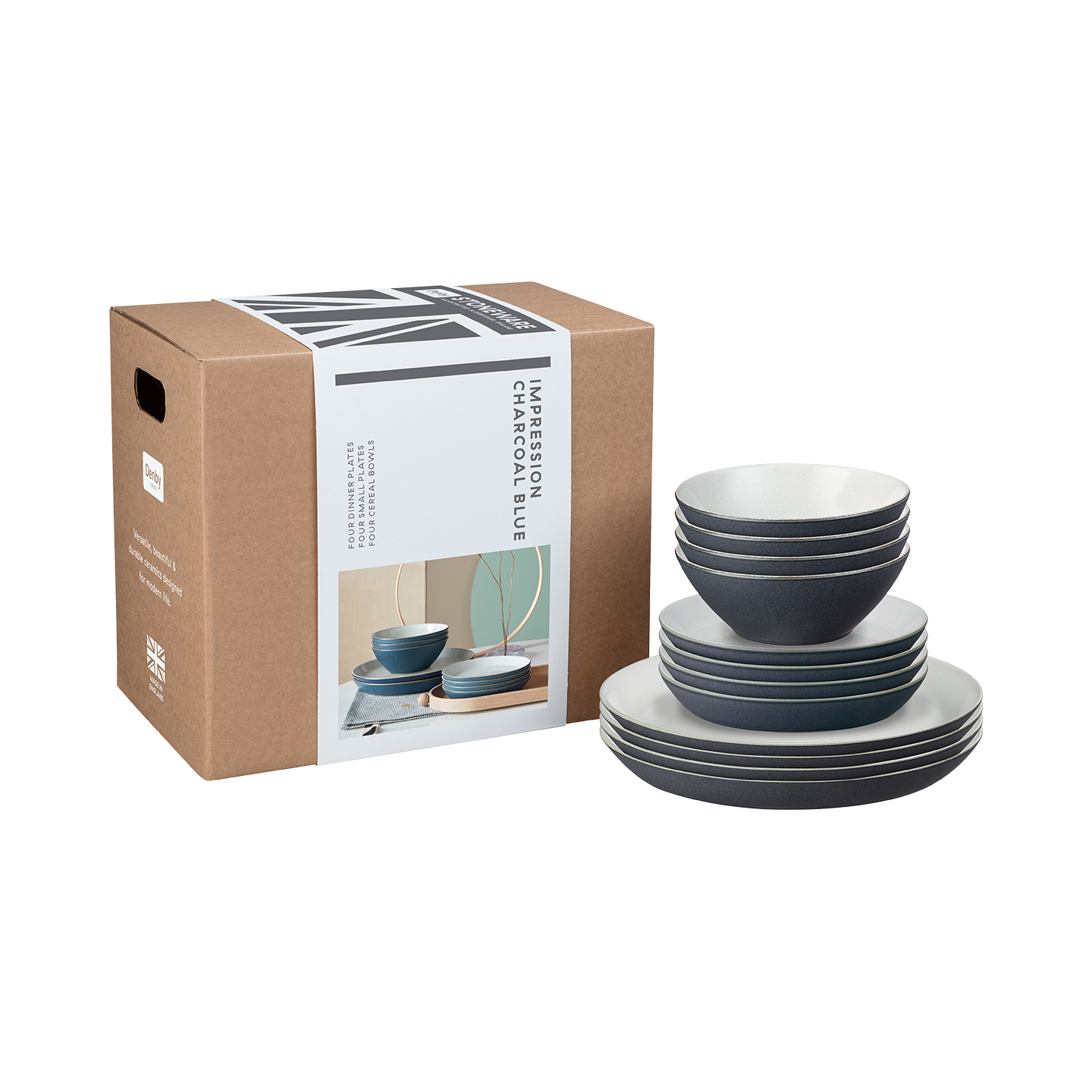 Impression Charcoal Blue 12 Piece Dinner Set