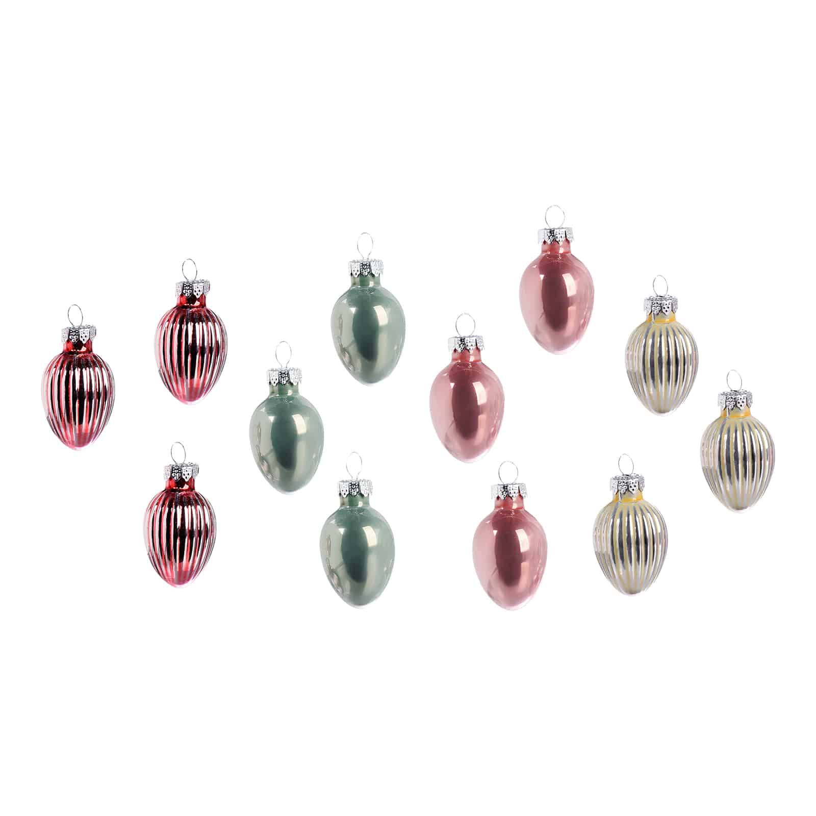 Glas-Deko-Anhänger-Set Eier Bunt, ⌀ 2 cm, H 25 mm, 12 -tlg.