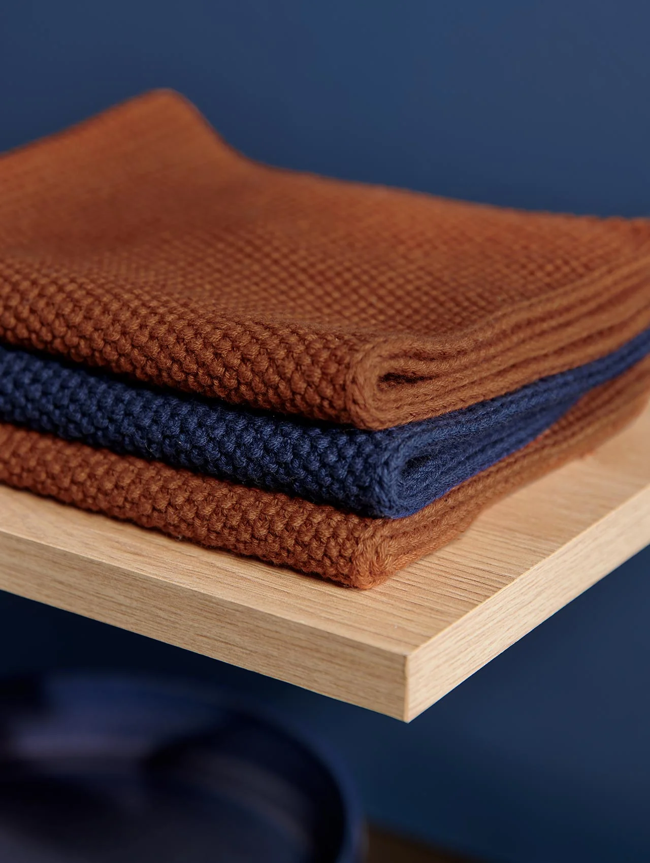 2er set baumwolltuch gestrickt,deep blue