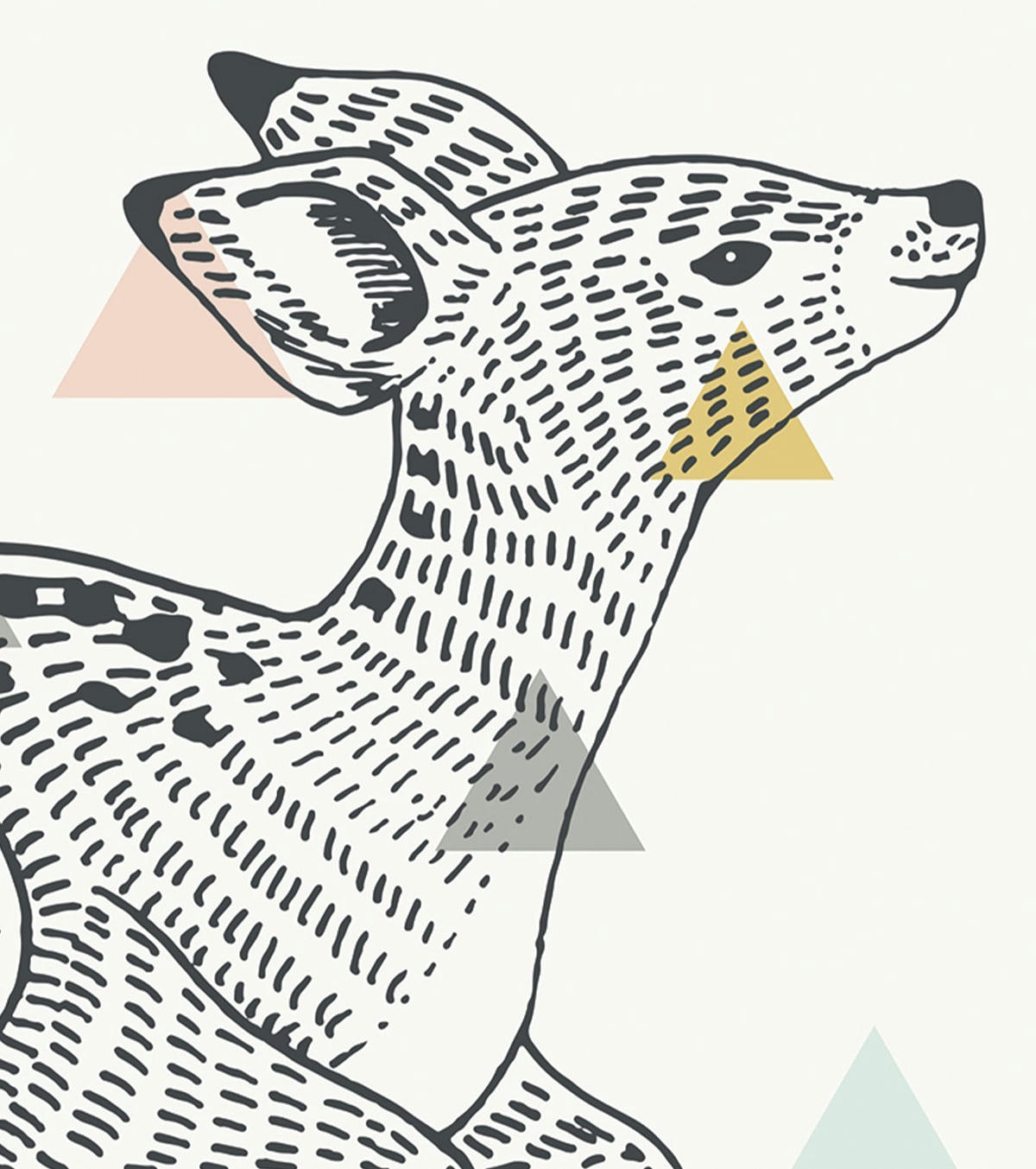 ENCHANTED - Affiche déco biche en Papier Gris