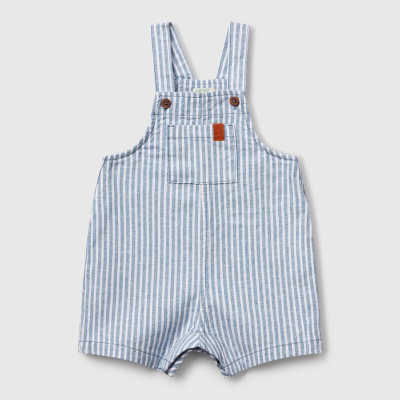 Striped dungarees in linen blend