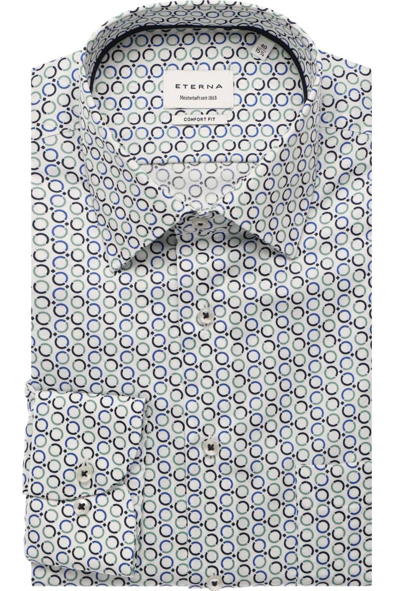 ETERNA Comfort Fit Hemd grün/blau, Bedruckt (super langer Arm)