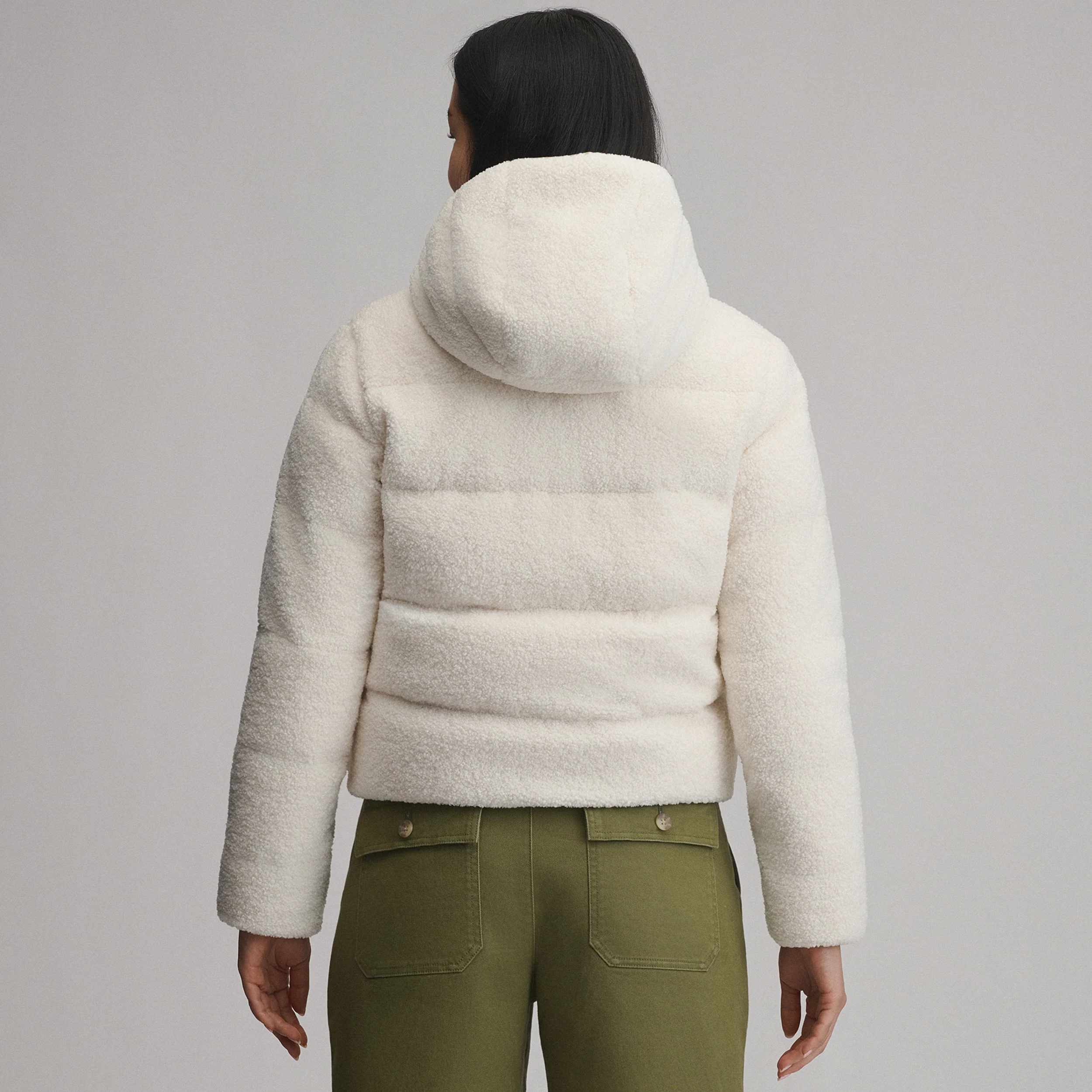 Women's Plush Puff Jacket - Faux Shearling