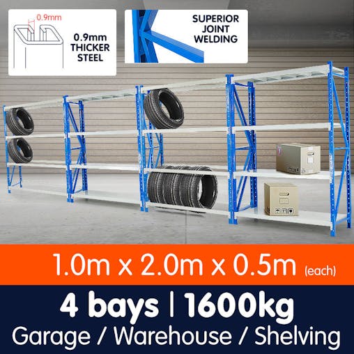NNEDPE 4-Bay shelving 4m-wide 400kg