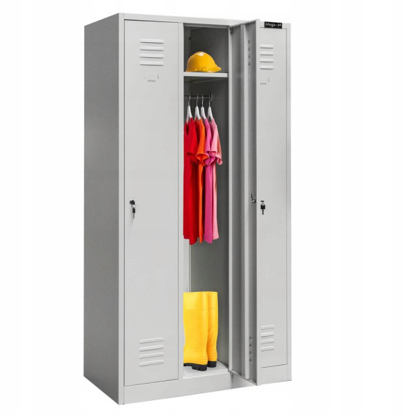 Szafka Metalowa Ubraniowa 3-Drzwiowa BHP 180x90x50cm Szara Mega-M