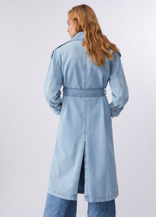 Trench lungo in denim