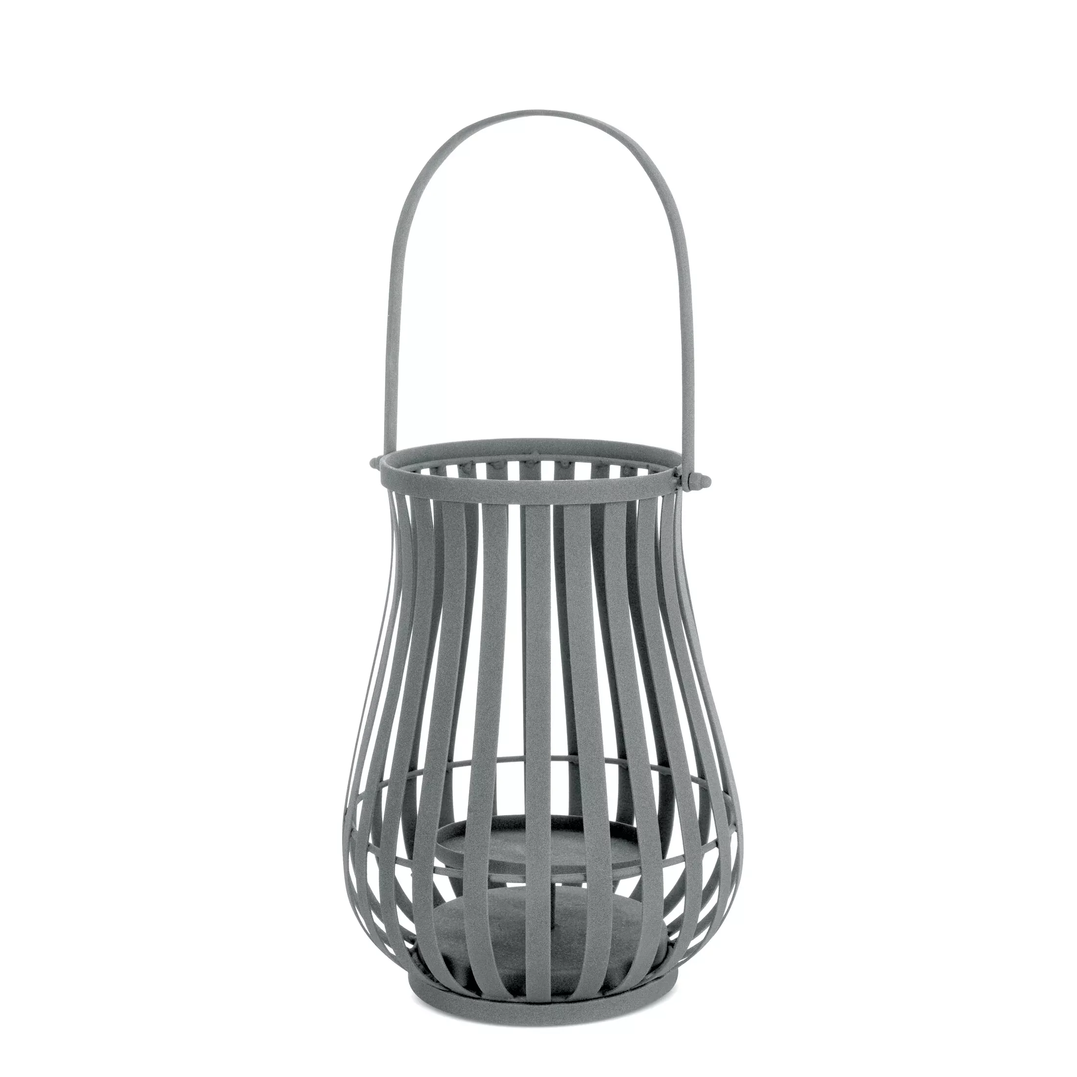 Lampion z metalu grafitowy średnica 24x32 cm LENA