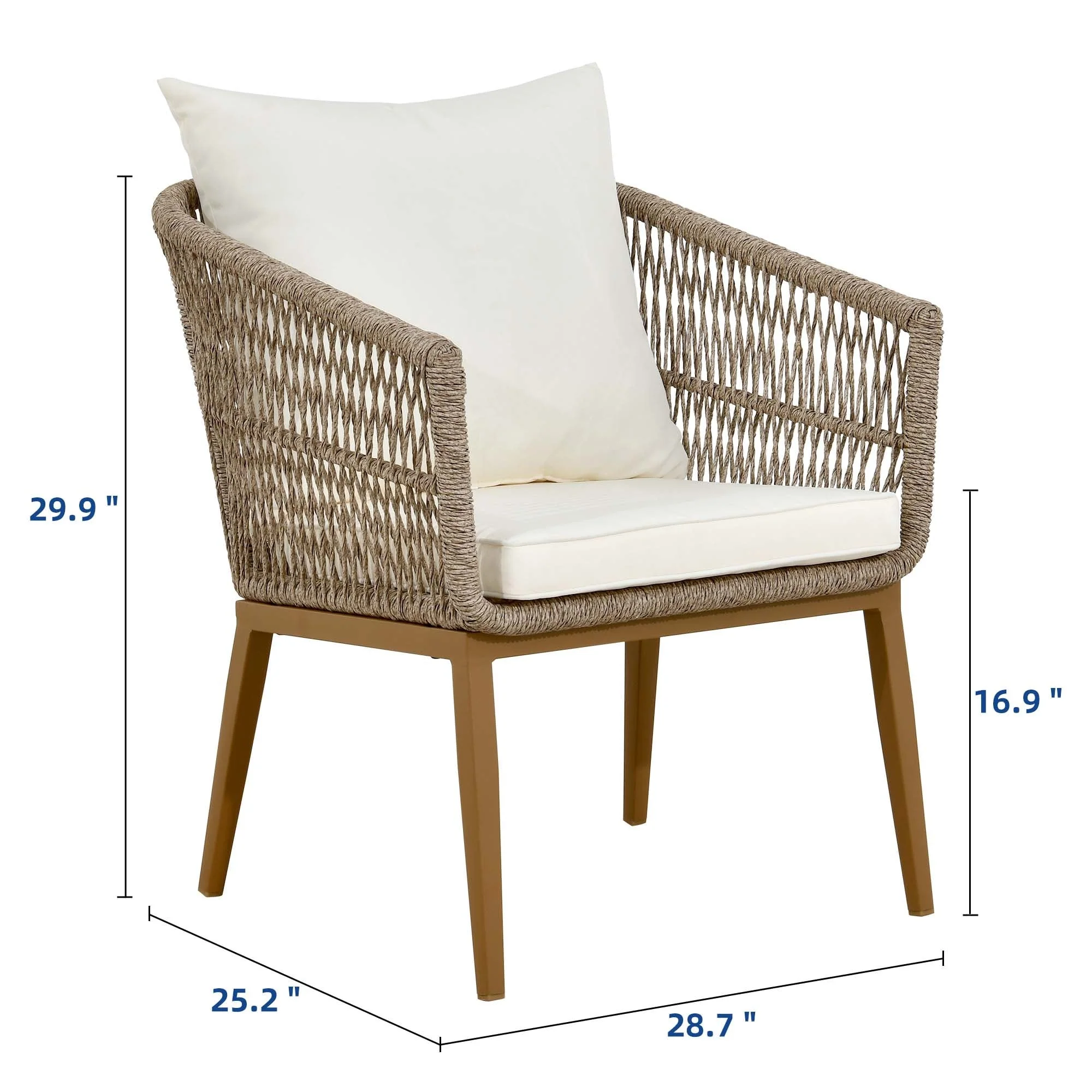 Moasis Outdoor Dining Chair, Rope Woven Design Stackable Chairs for Patio