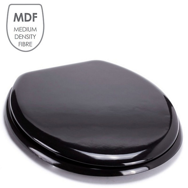 MSV Abattant WC MDF CLEO Noir BrillantCharnières Inox