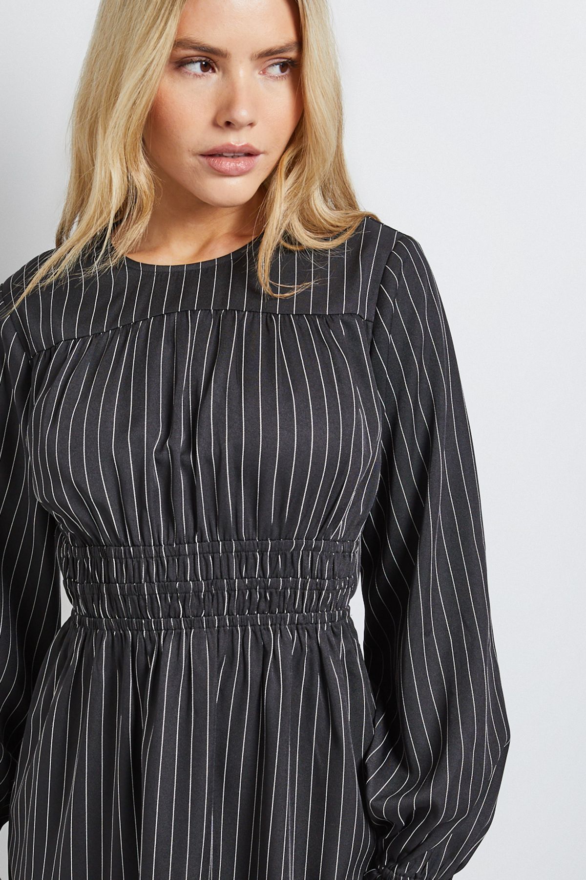 Dorothy Perkins Shirred Bodice Tiered Stripe Midi Dress
