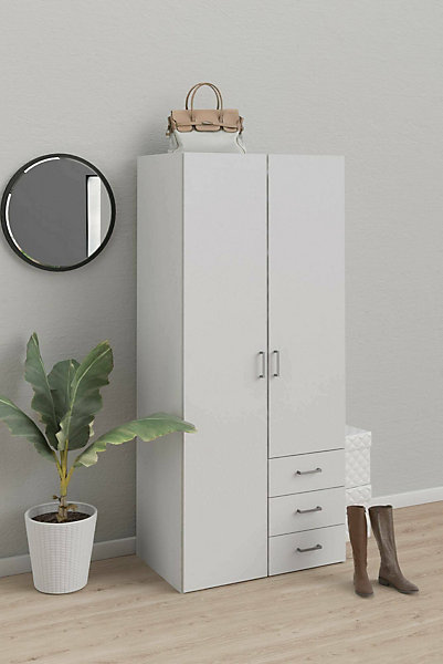 Garde-robe 2 portes Arci, Meubles de chambre, Penderie de plain-pied, Placard à vêtements, 77x49 h175 cm, Blanc