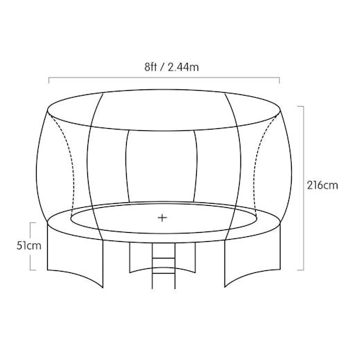 NNEDPE Kahuna 8ft Springless Trampoline with Basketball Set