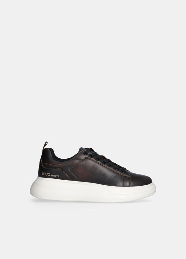 Sneakers platform in pelle spazzolata
