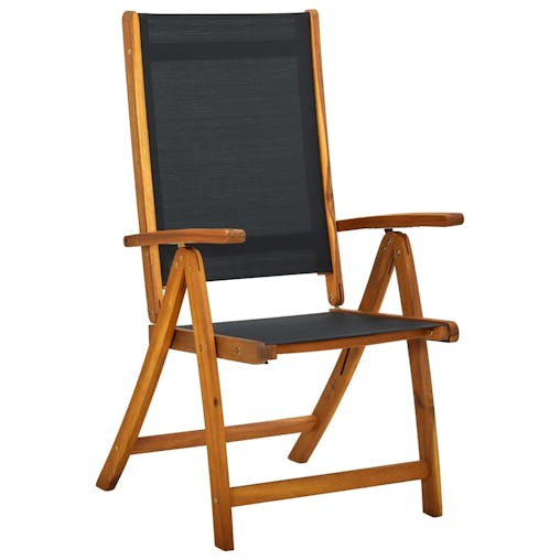 NNEVL Folding Garden Chairs 8 pcs Solid Wood Acacia and Textilene