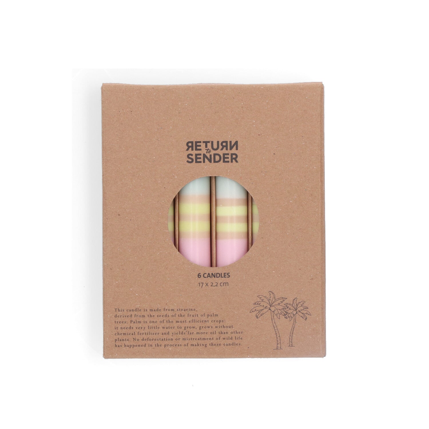 Return to Sender Dinerkaarsen 17 cm Pastel - Set van 6