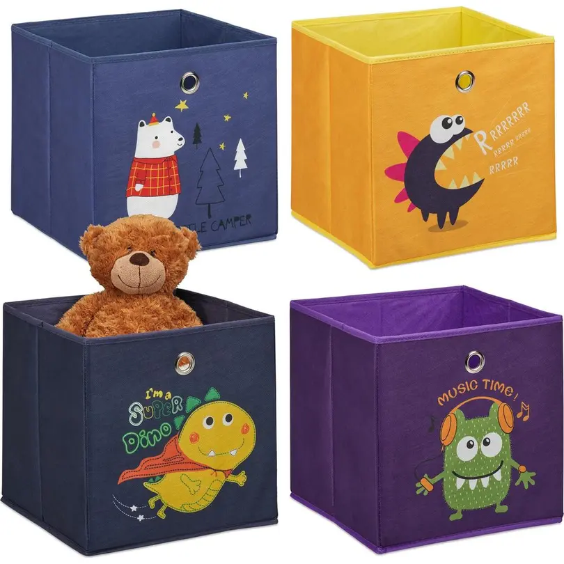 Aufbewahrungsbox 4er-Set Spielzeugbox Tiere