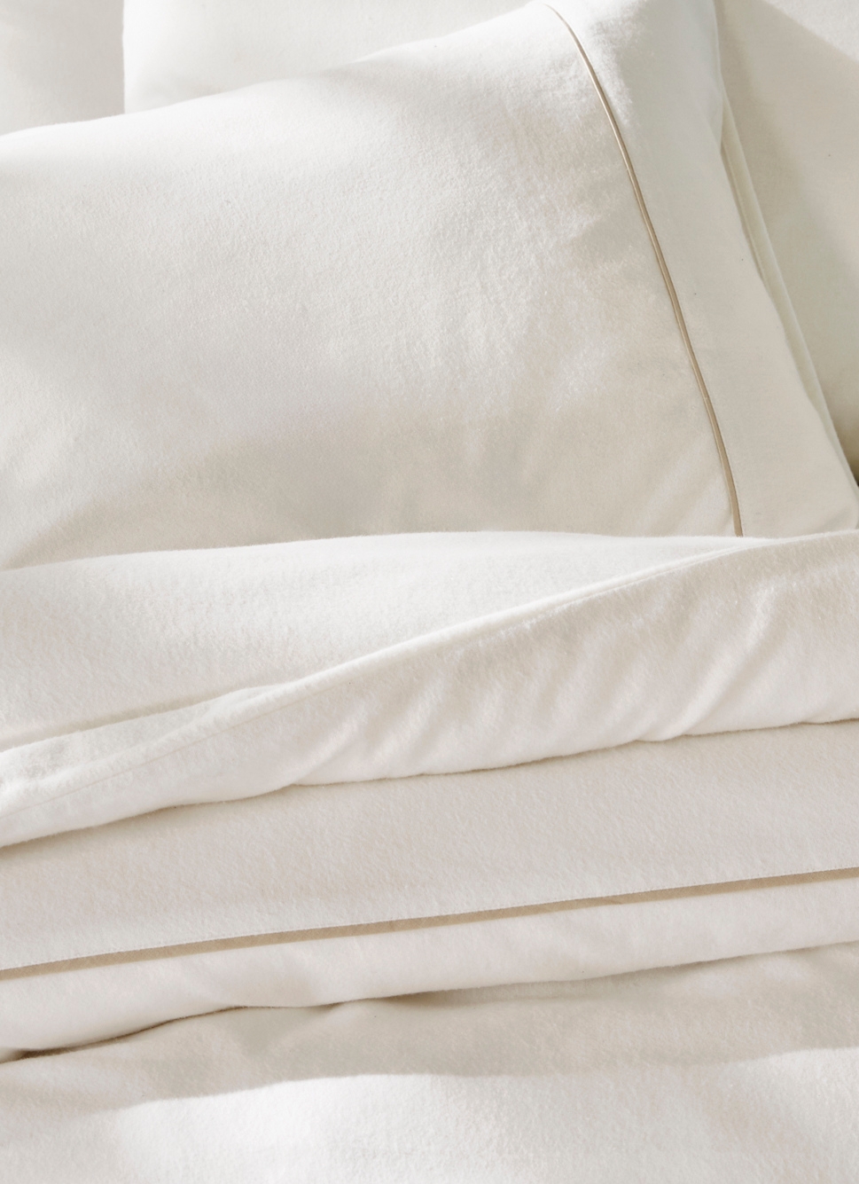 LOT DE 2 TAIES D'OREILLER EN FLANELLE UNIE RAGOON IVOIRE