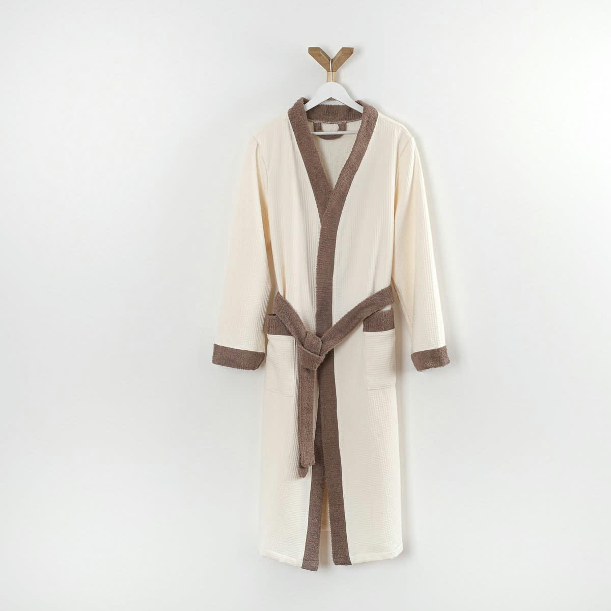 - Peignoir double face nid d'éponge en coton beige xs